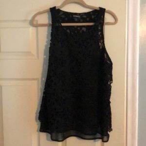 EUC Express Black Lace Sheer Sleeveless Blouse